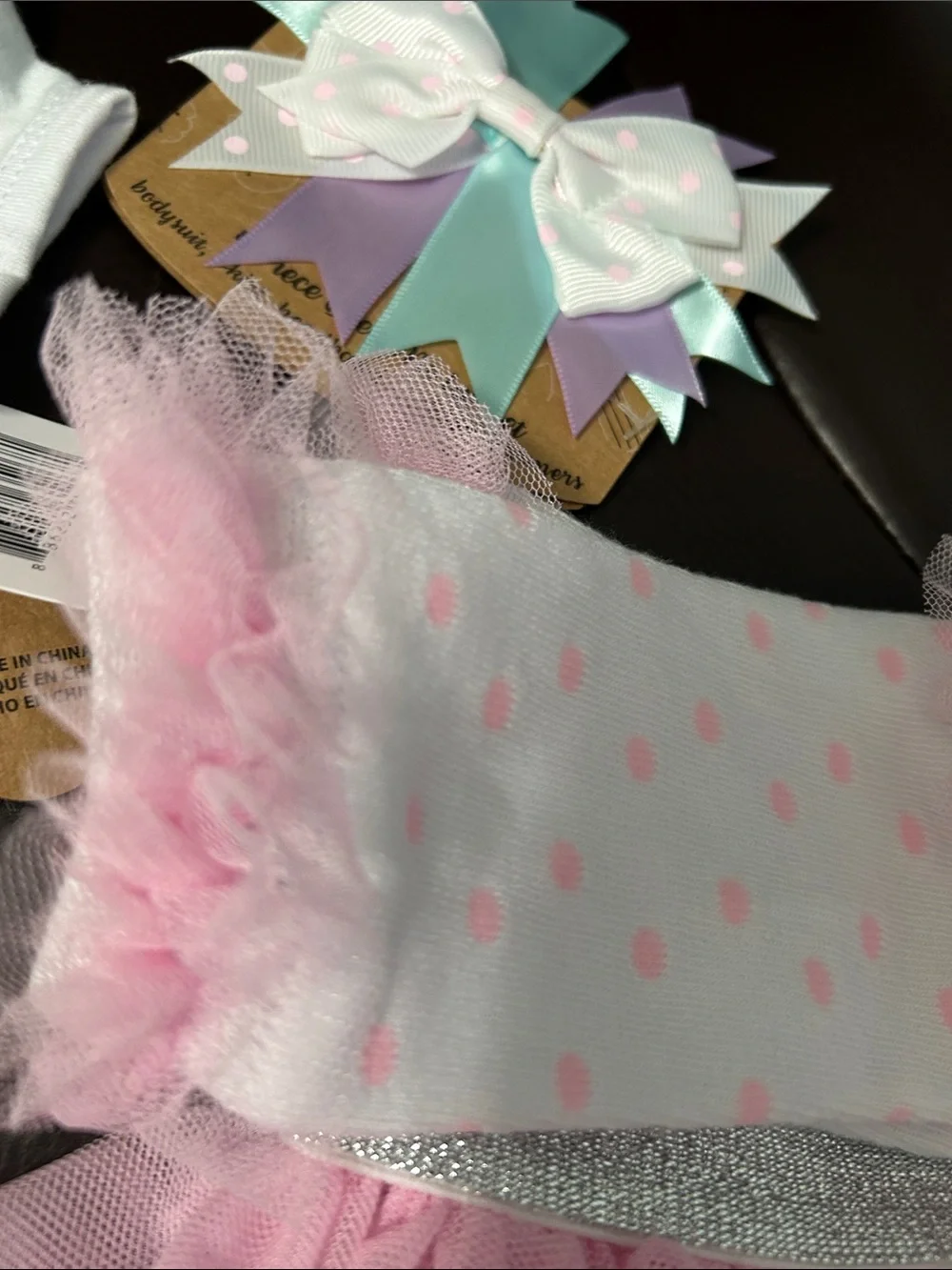 Baby Essentials White Onesie with Pink Tulle Tutu & Matching Accessories